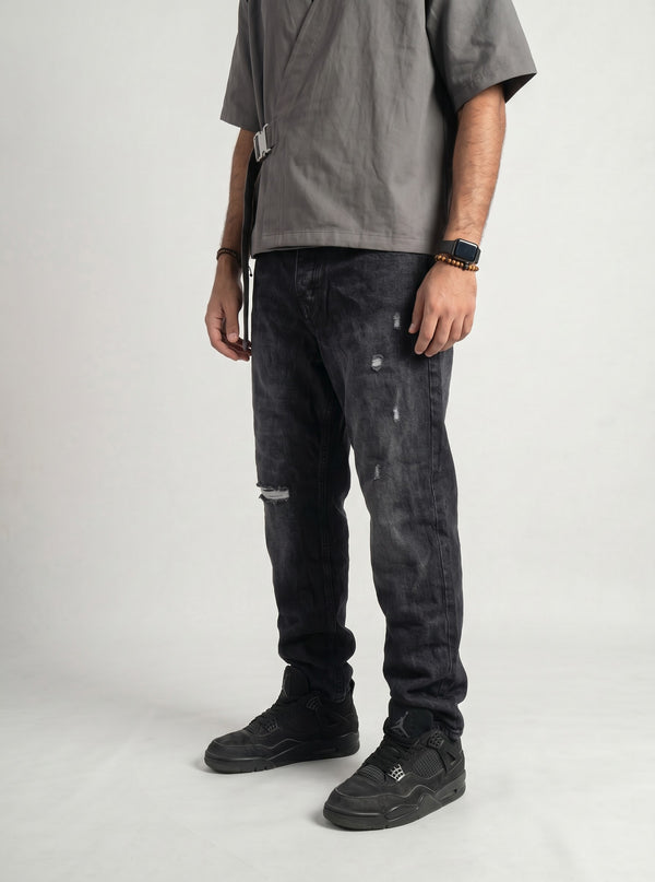Relaxed Distressed Washed Black