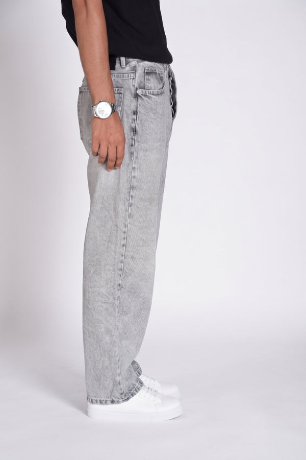 Men's baggy jeans in Cement Grey — WAISTED heavyweight rigid denim, photo 2