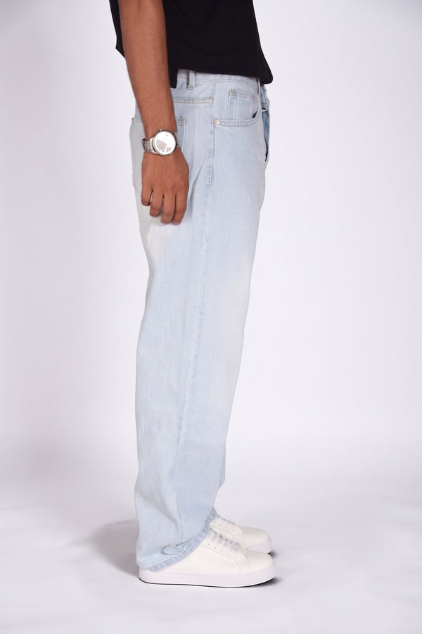 Men's baggy jeans in Ice Blue — WAISTED heavyweight rigid denim, photo 2