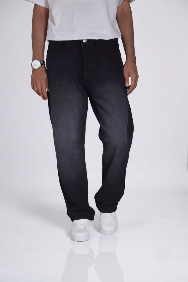 Men's baggy jeans in Smoke Black — WAISTED heavyweight rigid denim