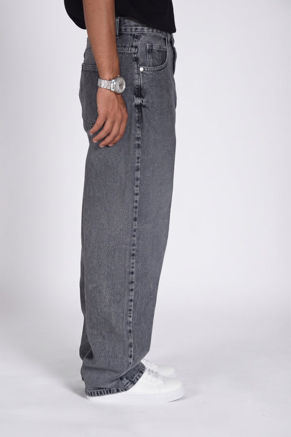 Men's super baggy jeans in Asphalt Grey — WAISTED heavyweight rigid denim, photo 2