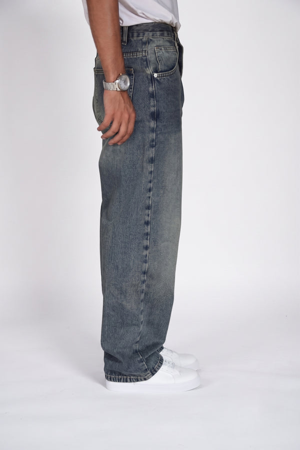 Men's super baggy jeans in Gasoline Blue — WAISTED heavyweight rigid denim, photo 2