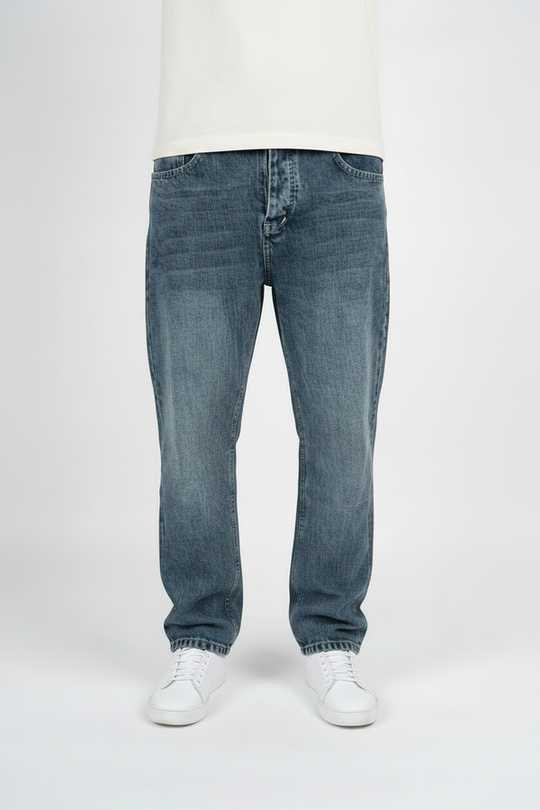 Men's wide-leg jeans in Stone Blue — WAISTED heavyweight rigid denim