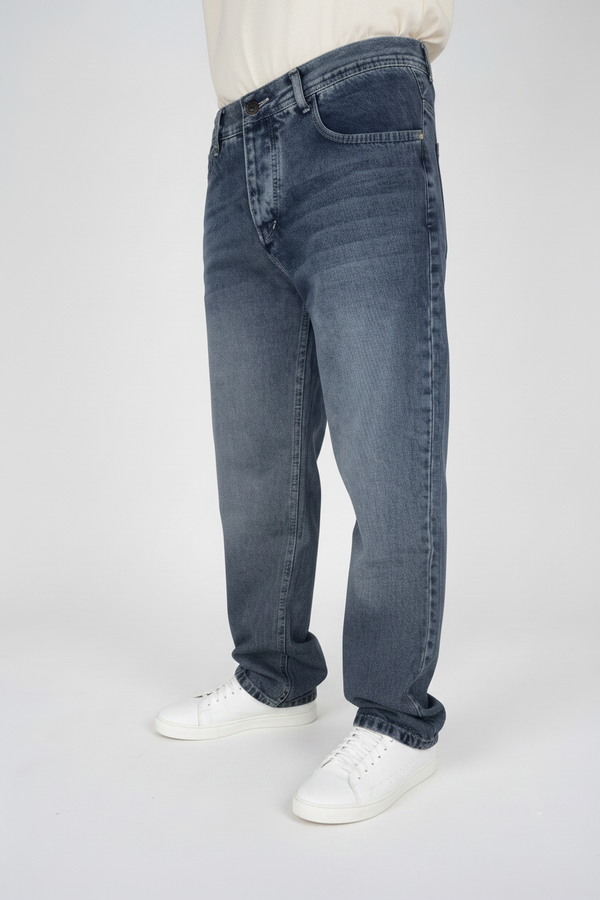 Men's wide-leg jeans in Stone Blue — WAISTED heavyweight rigid denim, photo 2