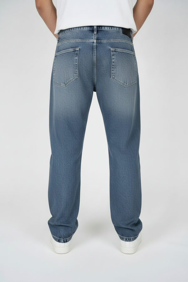 Men's wide-leg jeans in Stone Blue — WAISTED heavyweight rigid denim, photo 3